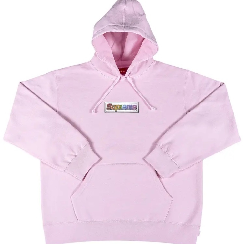 Supreme Bling Box Logo Hoodie in Light Pink